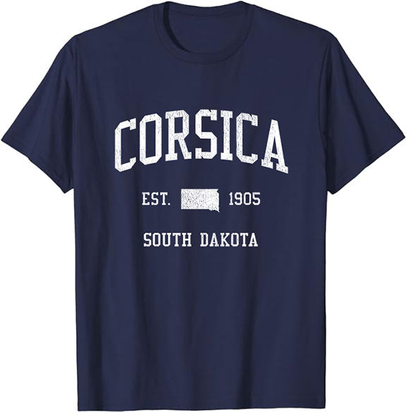 Corsica South Dakota SD T-Shirt Vintage Athletic Sports Design Tee