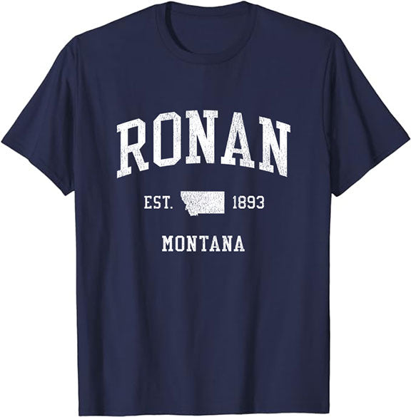 Ronan Montana MT T-Shirt Vintage Athletic Sports Design Tee