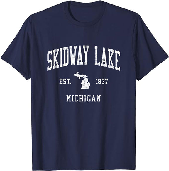 Skidway Lake Michigan MI T-Shirt Vintage Athletic Sports Design Tee