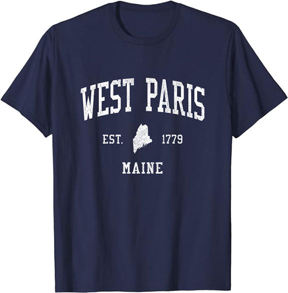 West Paris Maine ME T-Shirt Vintage Athletic Sports Design Tee
