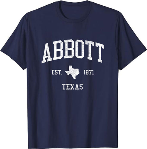 Abbott Texas TX T-Shirt Vintage Athletic Sports Design Tee