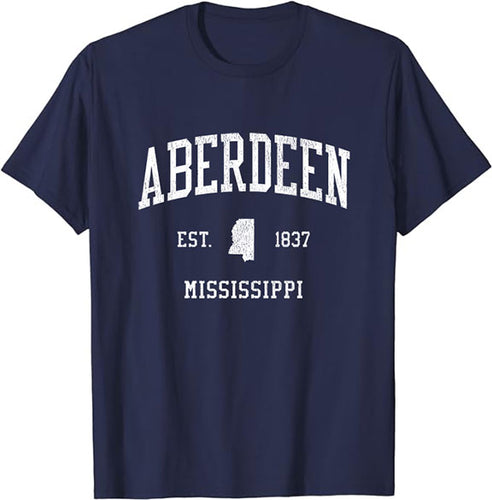 Aberdeen Mississippi MS T-Shirt Vintage Athletic Sports Design Tee