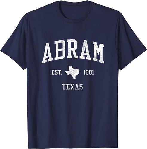 Abram Texas TX T-Shirt Vintage Athletic Sports Design Tee