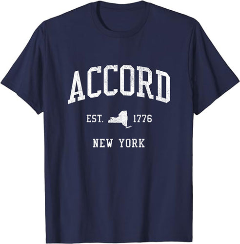 Accord New York NY T-Shirt Vintage Athletic Sports Design Tee