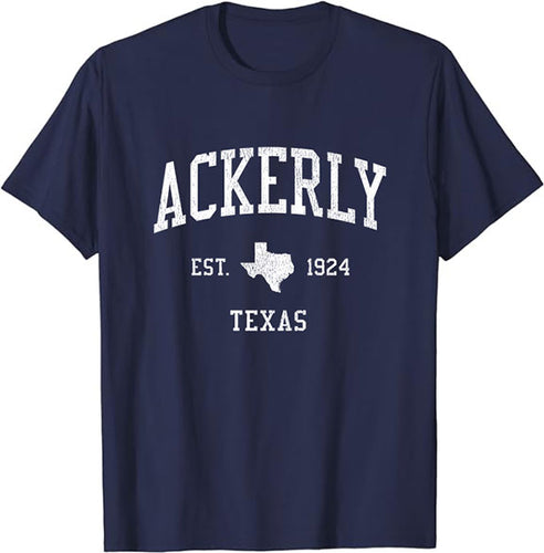 Ackerly Texas TX T-Shirt Vintage Athletic Sports Design Tee