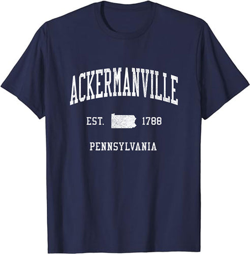 Ackermanville Pennsylvania PA T-Shirt Vintage Athletic Sports Design Tee