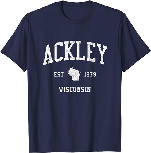 Ackley Wisconsin WI T-Shirt Vintage Athletic Sports Design Tee