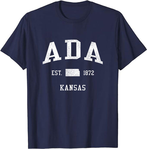 Ada Kansas KS T-Shirt Vintage Athletic Sports Design Tee