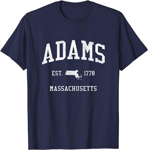 Adams Massachusetts MA T-Shirt Vintage Athletic Sports Design Tee