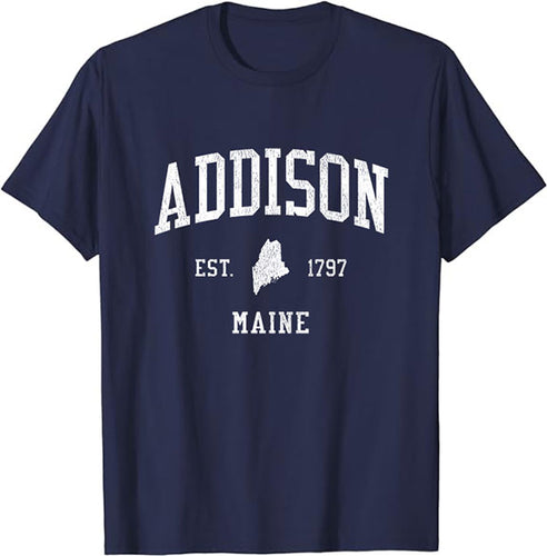 Addison Maine ME T-Shirt Vintage Athletic Sports Design Tee