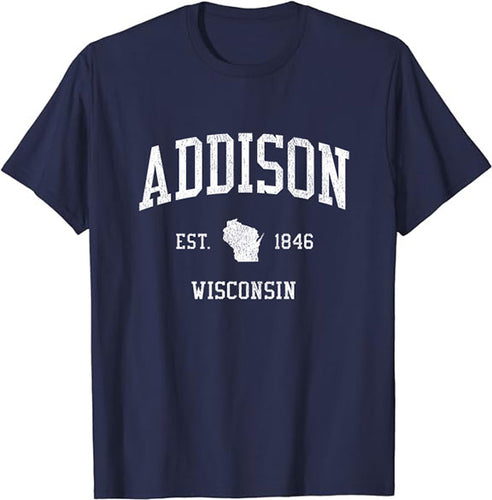 Addison Wisconsin WI T-Shirt Vintage Athletic Sports Design Tee