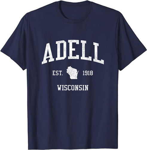 Adell Wisconsin WI T-Shirt Vintage Athletic Sports Design Tee