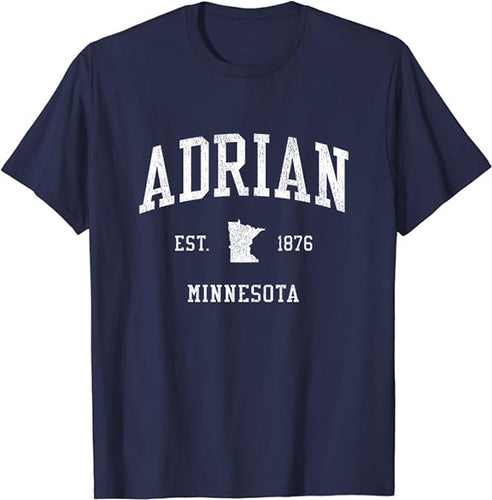 Adrian Minnesota MN T-Shirt Vintage Athletic Sports Design Tee