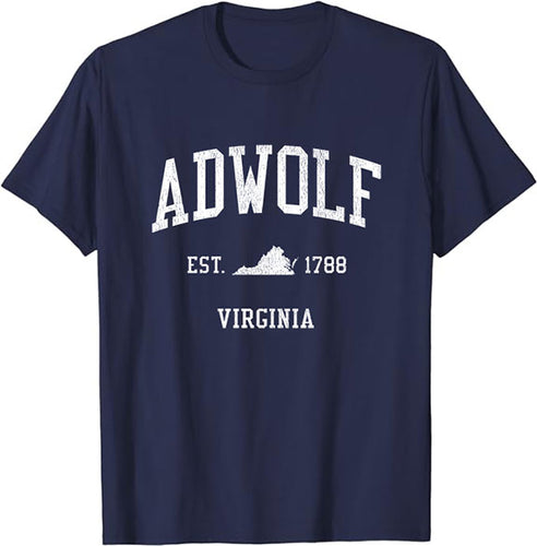 Adwolf Virginia VA Vintage Athletic Sports Design T-Shirt JS01