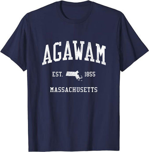 Agawam Massachusetts MA T-Shirt Vintage Athletic Sports Design Tee