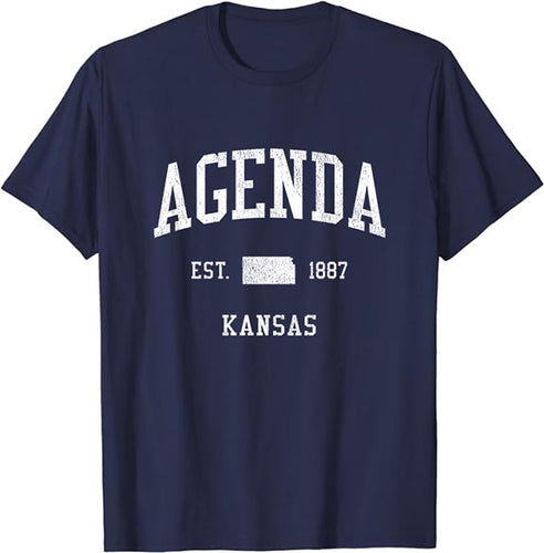 Agenda Kansas KS T-Shirt Vintage Athletic Sports Design Tee