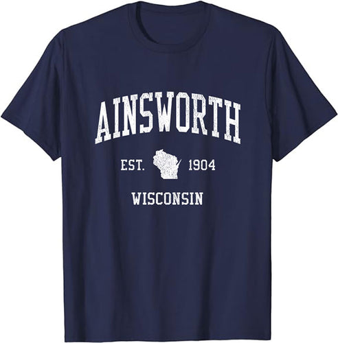 Ainsworth Wisconsin WI T-Shirt Vintage Athletic Sports Design Tee