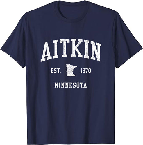 Aitkin Minnesota MN T-Shirt Vintage Athletic Sports Design Tee