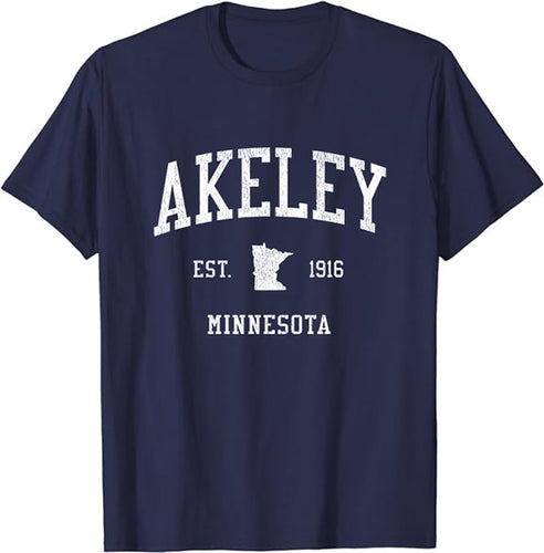 Akeley Minnesota MN T-Shirt Vintage Athletic Sports Design Tee