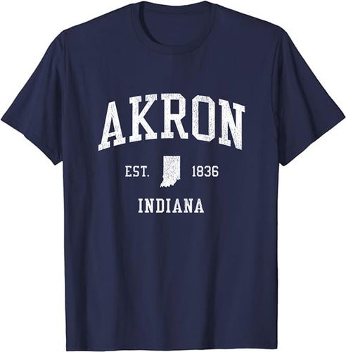 Akron Indiana IN T-Shirt Vintage Athletic Sports Design Tee