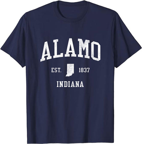 Alamo Indiana IN T-Shirt Vintage Athletic Sports Design Tee