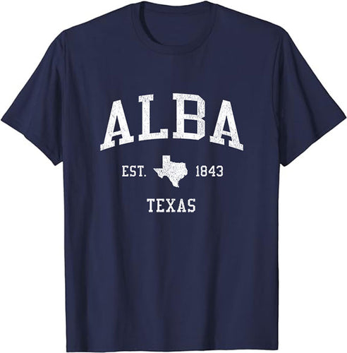 Alba Texas TX T-Shirt Vintage Athletic Sports Design Tee