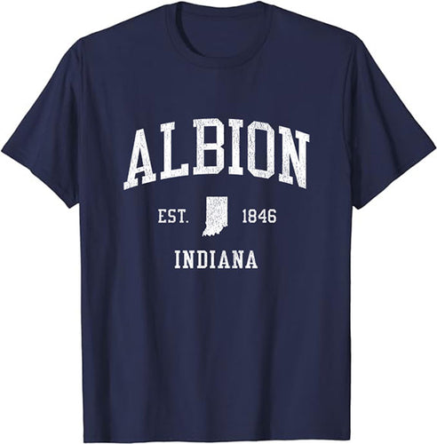 Albion Indiana IN T-Shirt Vintage Athletic Sports Design Tee