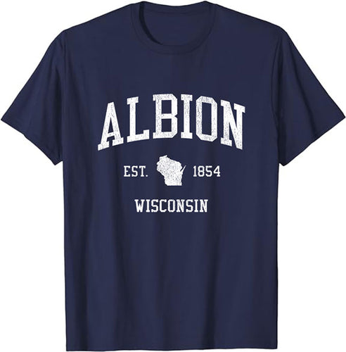 Albion Wisconsin WI T-Shirt Vintage Athletic Sports Design Tee