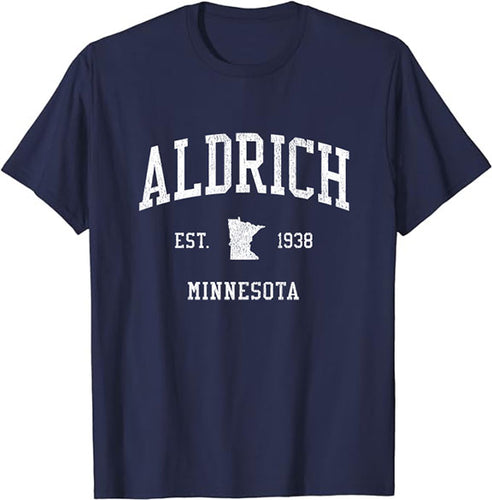 Aldrich Minnesota MN T-Shirt Vintage Athletic Sports Design Tee