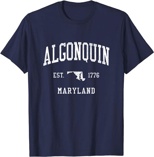 Algonquin Maryland MD T-Shirt Vintage Athletic Sports Design Tee