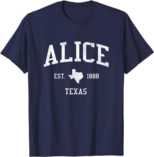 Alice Texas TX T-Shirt Vintage Athletic Sports Design Tee