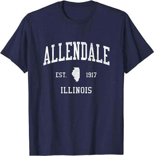 Allendale Illinois IL T-Shirt Vintage Athletic Sports Design Tee