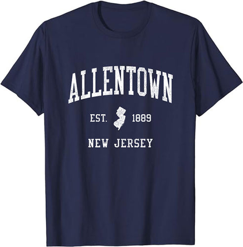 Allentown New Jersey NJ T-Shirt Vintage Athletic Sports Design Tee