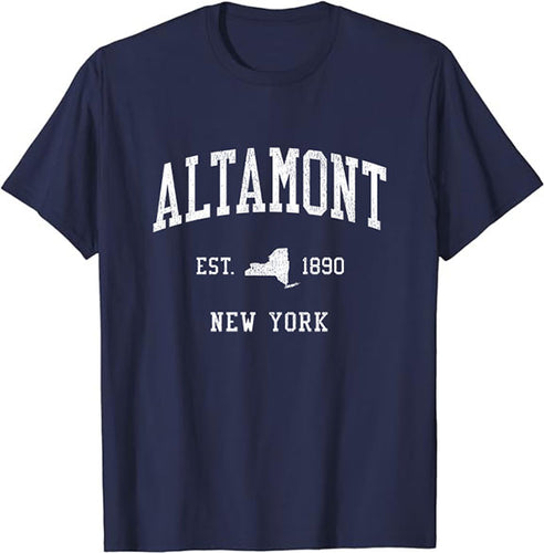 Altamont New York NY T-Shirt Vintage Athletic Sports Design Tee