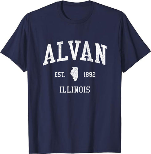 Alvan Illinois IL T-Shirt Vintage Athletic Sports Design Tee