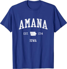 Amana Iowa IA T-Shirt Vintage Athletic Sports Design Tee