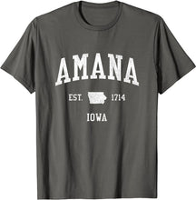 Amana Iowa IA T-Shirt Vintage Athletic Sports Design Tee