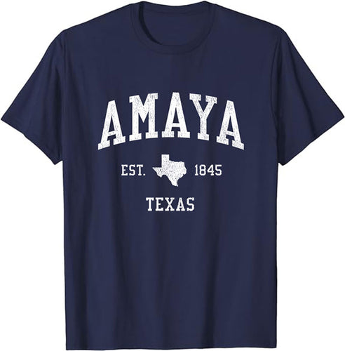 Amaya Texas TX T-Shirt Vintage Athletic Sports Design Tee