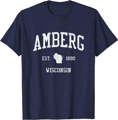 Amberg Wisconsin WI T-Shirt Vintage Athletic Sports Design Tee