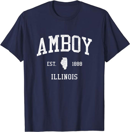 Amboy Illinois IL T-Shirt Vintage Athletic Sports Design Tee