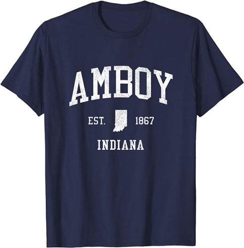 Amboy Indiana IN T-Shirt Vintage Athletic Sports Design Tee