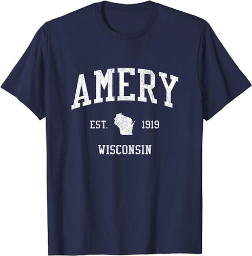 Amery Wisconsin WI T-Shirt Vintage Athletic Sports Design Tee