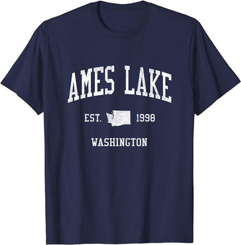 Ames Lake Washington WA T-Shirt Vintage Athletic Sports Design Tee