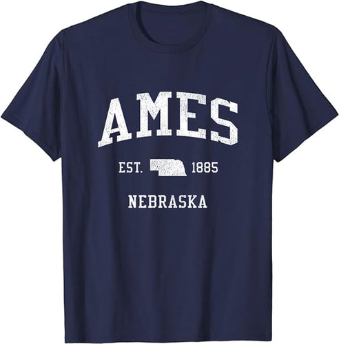 Ames Nebraska NE T-Shirt Vintage Athletic Sports Design Tee