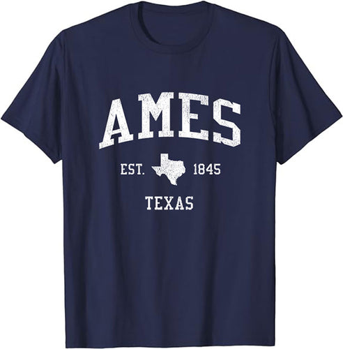 Ames Texas TX T-Shirt Vintage Athletic Sports Design Tee