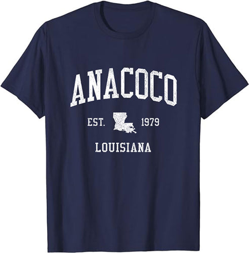 Anacoco Louisiana LA T-Shirt Vintage Athletic Sports Design Tee