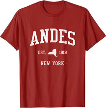 Andes New York NY T-Shirt Vintage Athletic Sports Design Tee