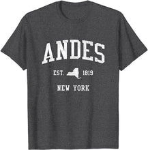 Andes New York NY T-Shirt Vintage Athletic Sports Design Tee