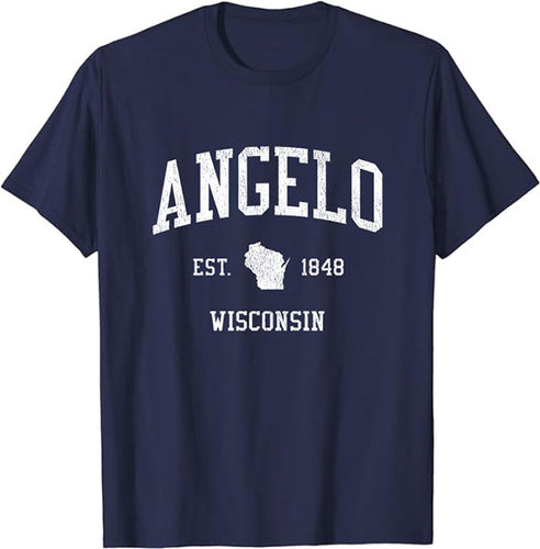 Angelo Wisconsin WI T-Shirt Vintage Athletic Sports Design Tee