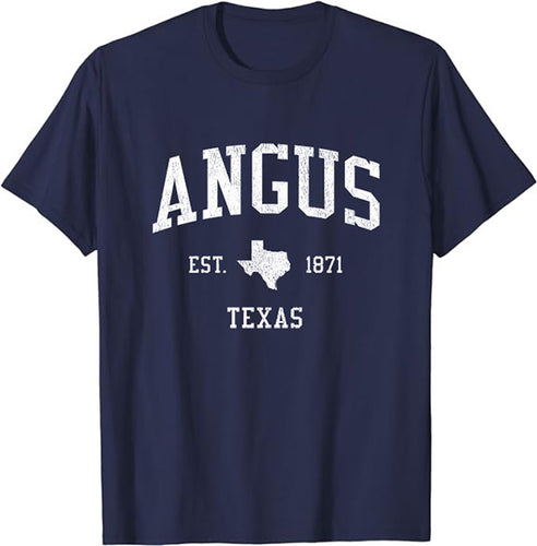 Angus Texas TX T-Shirt Vintage Athletic Sports Design Tee